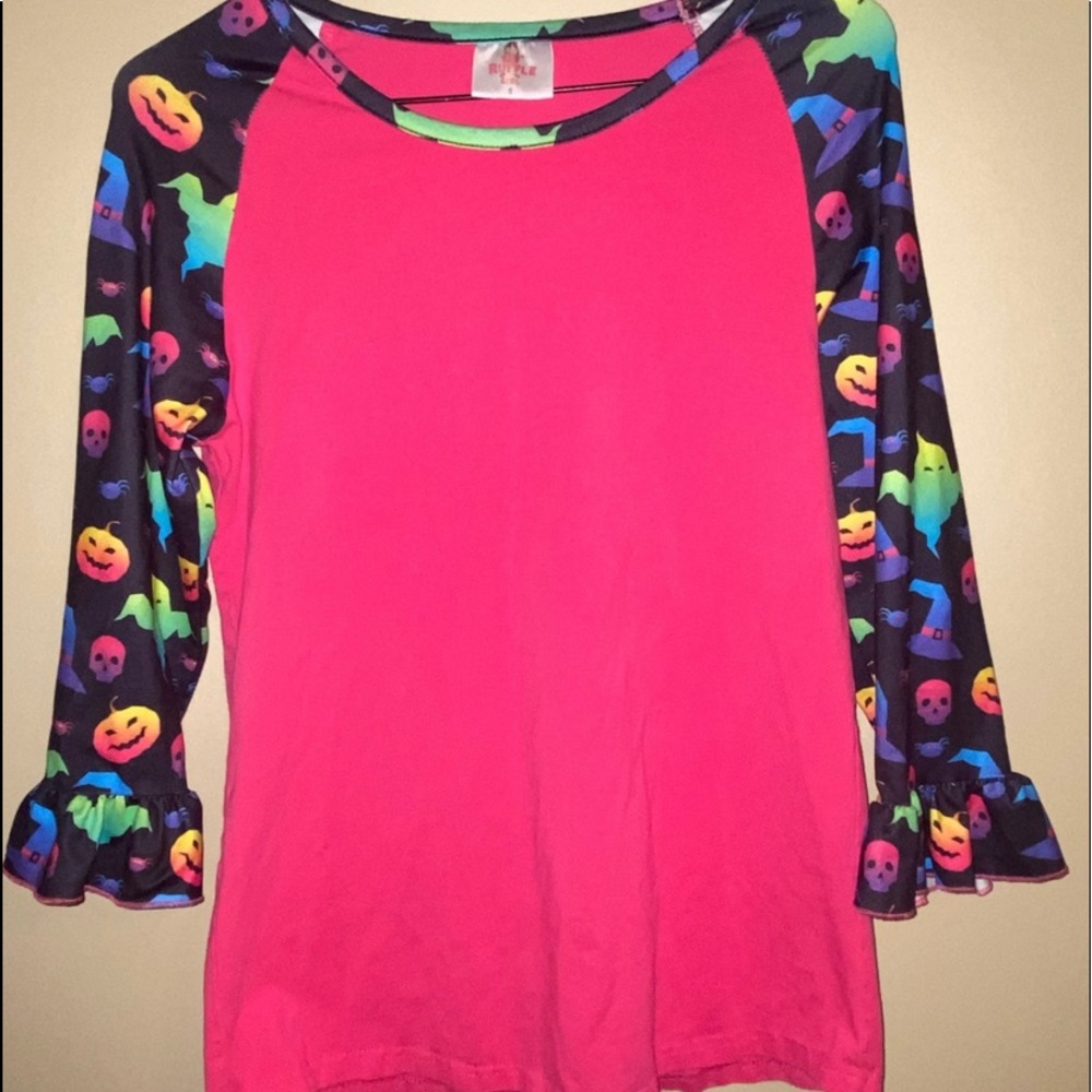 Ruffle Girl Women’s Size Small Halloween Ruffled Sleeve Shirt Pink